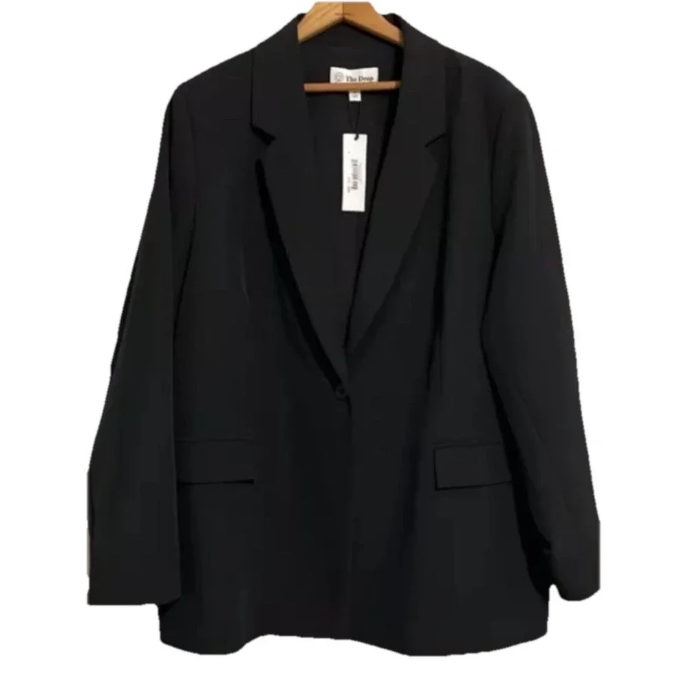 The Drop‎ Women's Plus Size XXL Blazer Blake Long Black Jacket Button NWT